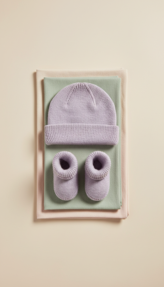 Lavender Haze Baby Beanie And Booties Set