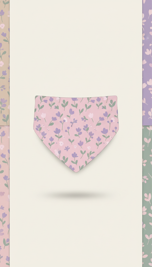 Petal Pink Illustrated Puppy Bandana